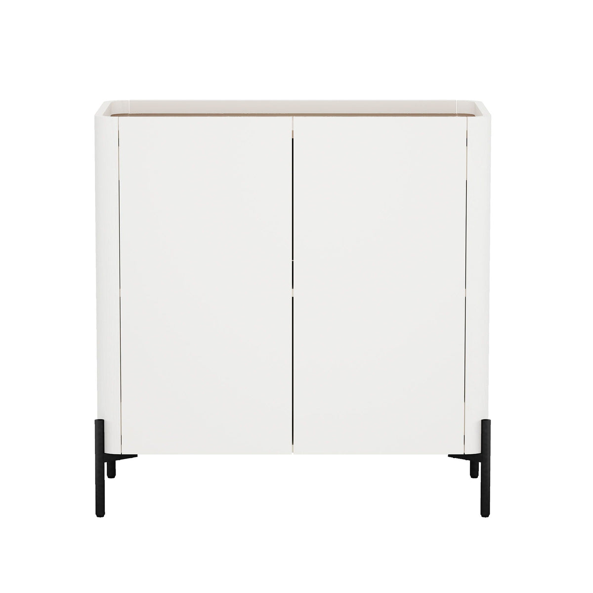 Abbey Accent Cabinet white with rounded edges, soft-close doors, black legs HouseOfZazla on Tampa Home & Garden Store