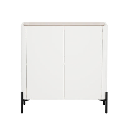 Abbey Accent Cabinet white with rounded edges, soft-close doors, black legs HouseOfZazla on Tampa Home & Garden Store