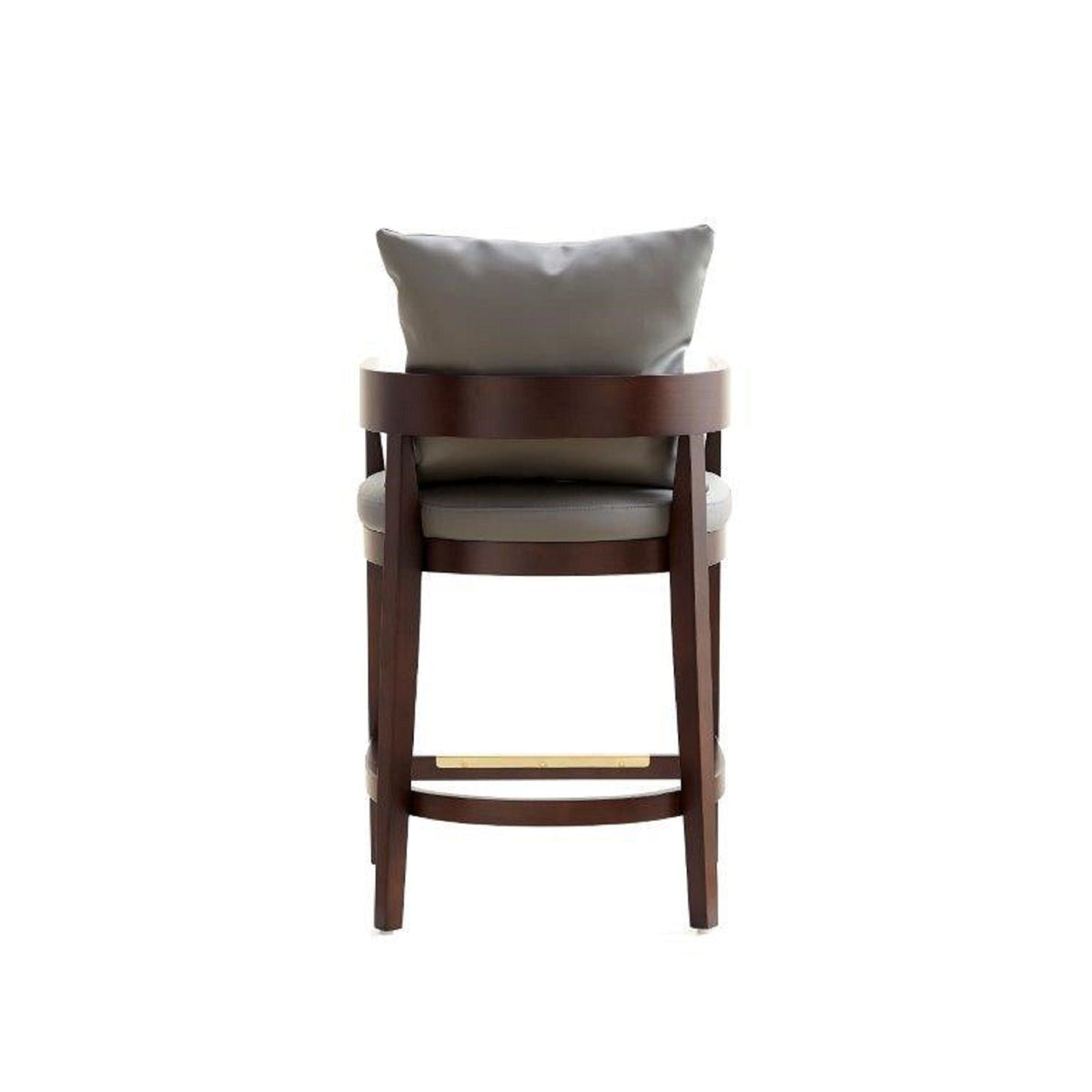 Mid-Century Modern Counter Stool with Upholstered Beige Seat and Walnut Wood Frame on Tampa Home & Garden Store