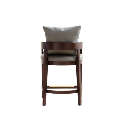 Mid-Century Modern Counter Stool with Upholstered Beige Seat and Walnut Wood Frame on Tampa Home & Garden Store