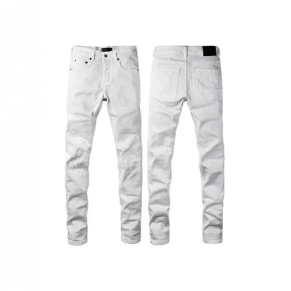 FLIPSTYLEZLLC White High Street Jeans slim-fit stretch denim, front and back views on Tampa Home & Garden Store