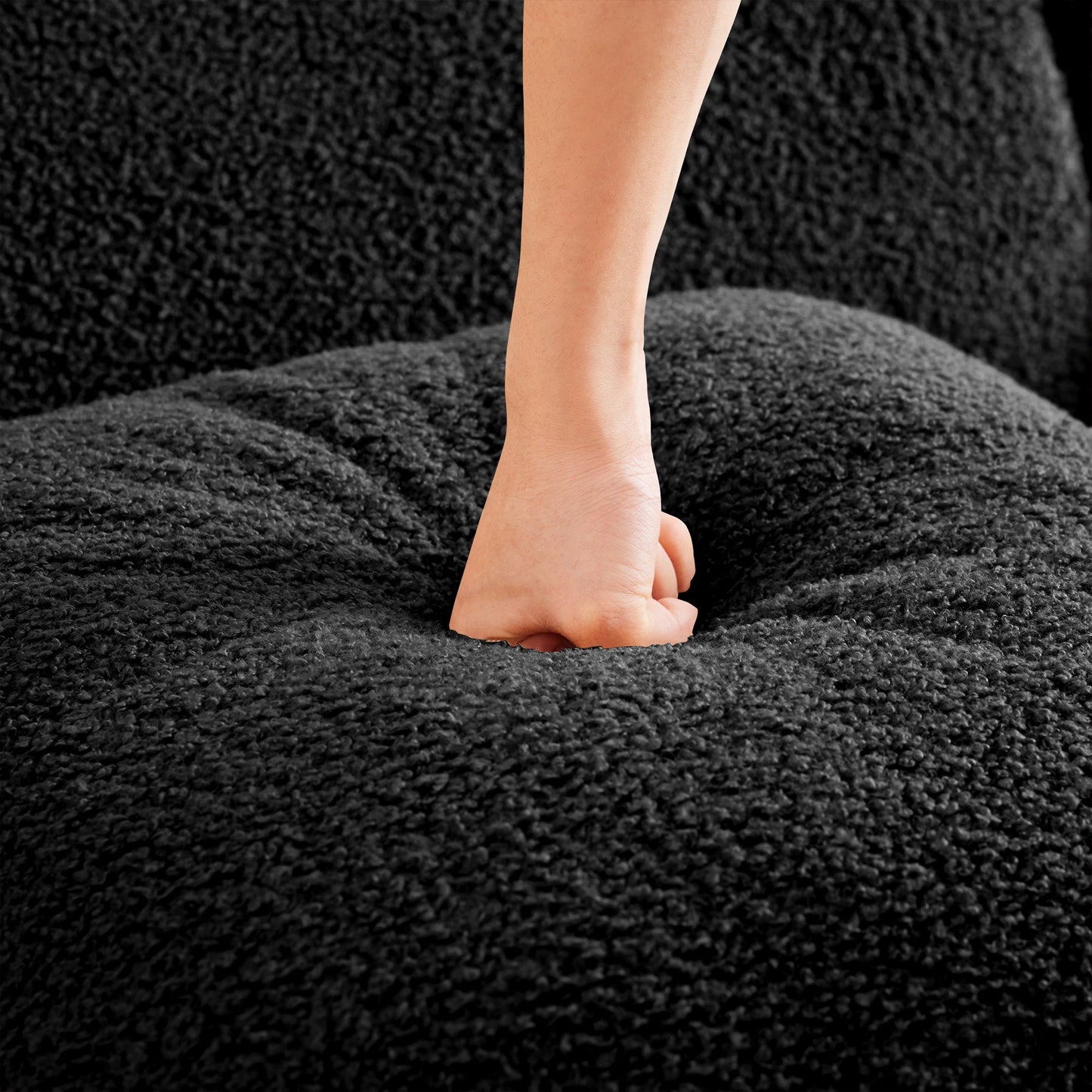 Best Black Teddy Fabric Armless Sofa and Pillow
