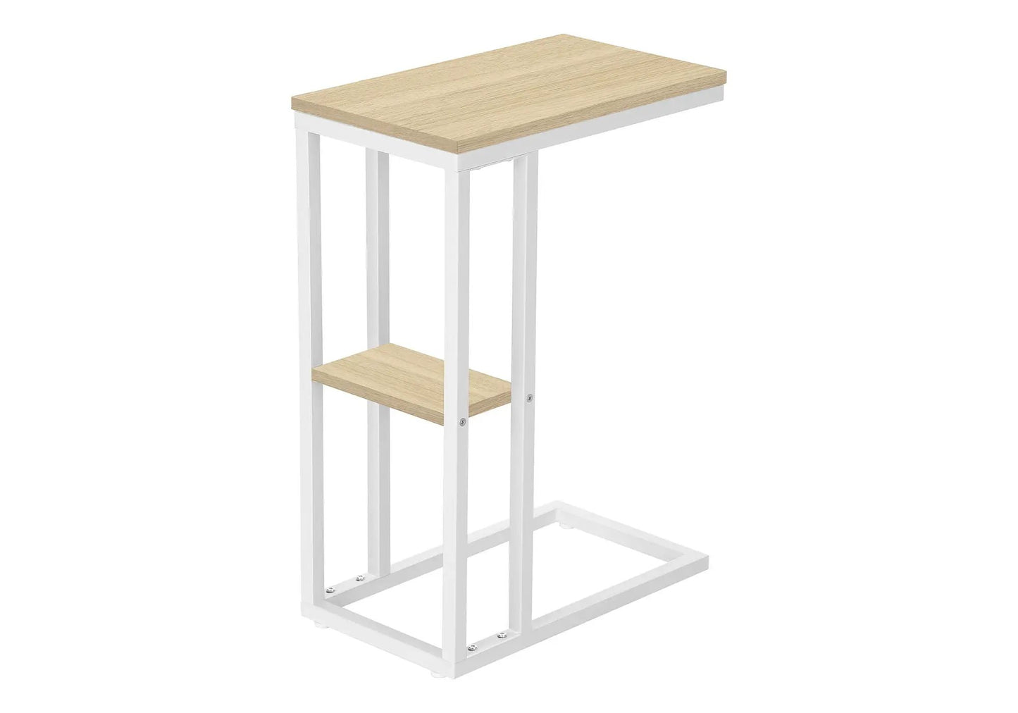 C Shaped Accent Table Marble Look and Modern