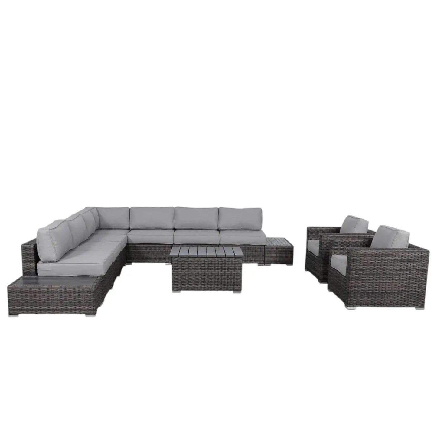 Stylish Outdoor Sectional Set by Unique Piece Furniture dark wicker gray cushions on Tampa Home & Garden Store