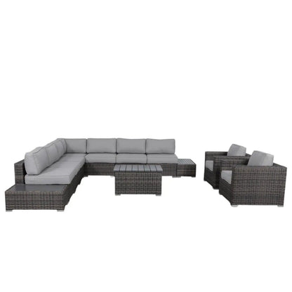 Stylish Outdoor Sectional Set by Unique Piece Furniture dark wicker gray cushions on Tampa Home & Garden Store
