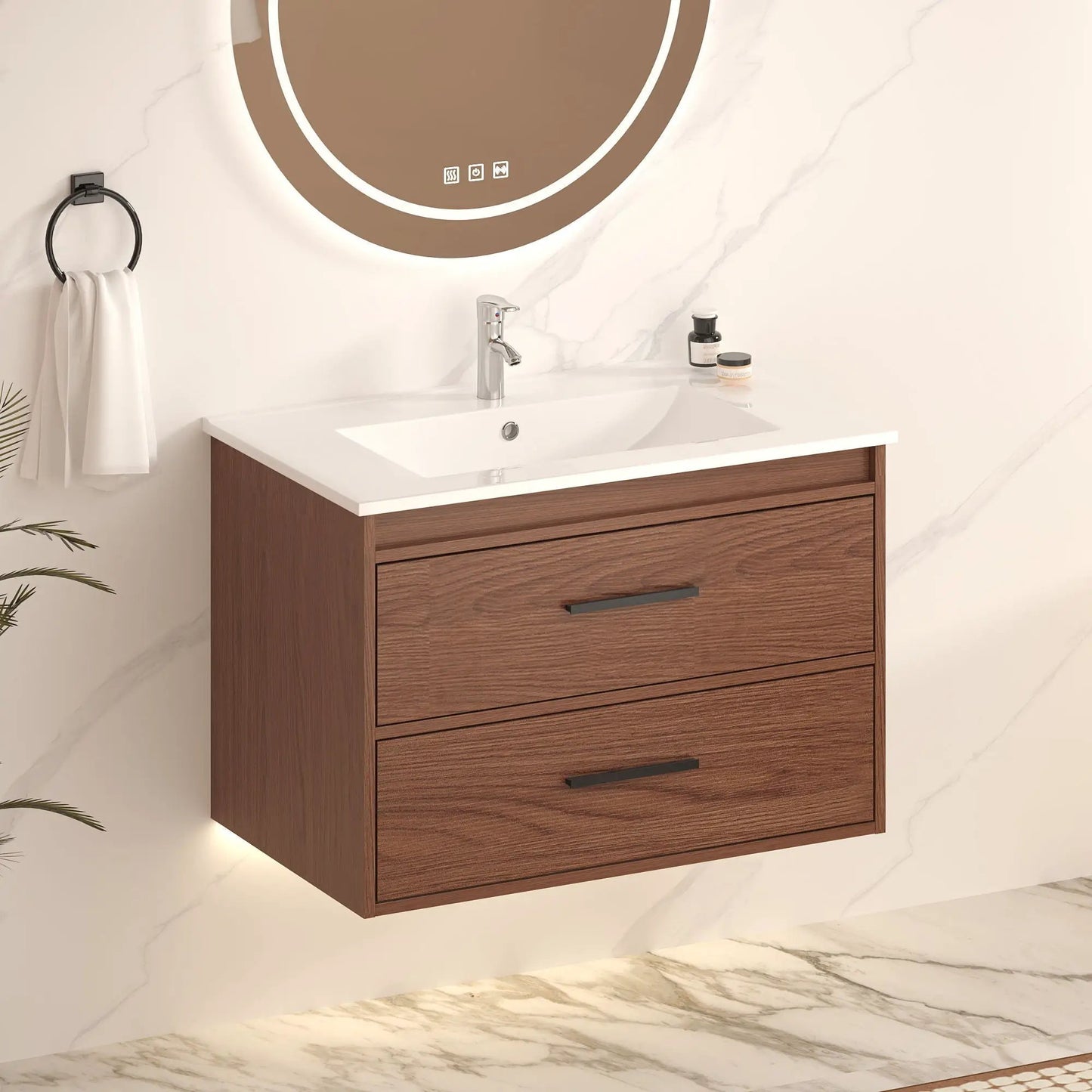 Wall Mounted Vanity With Soft Close Drawers Sink