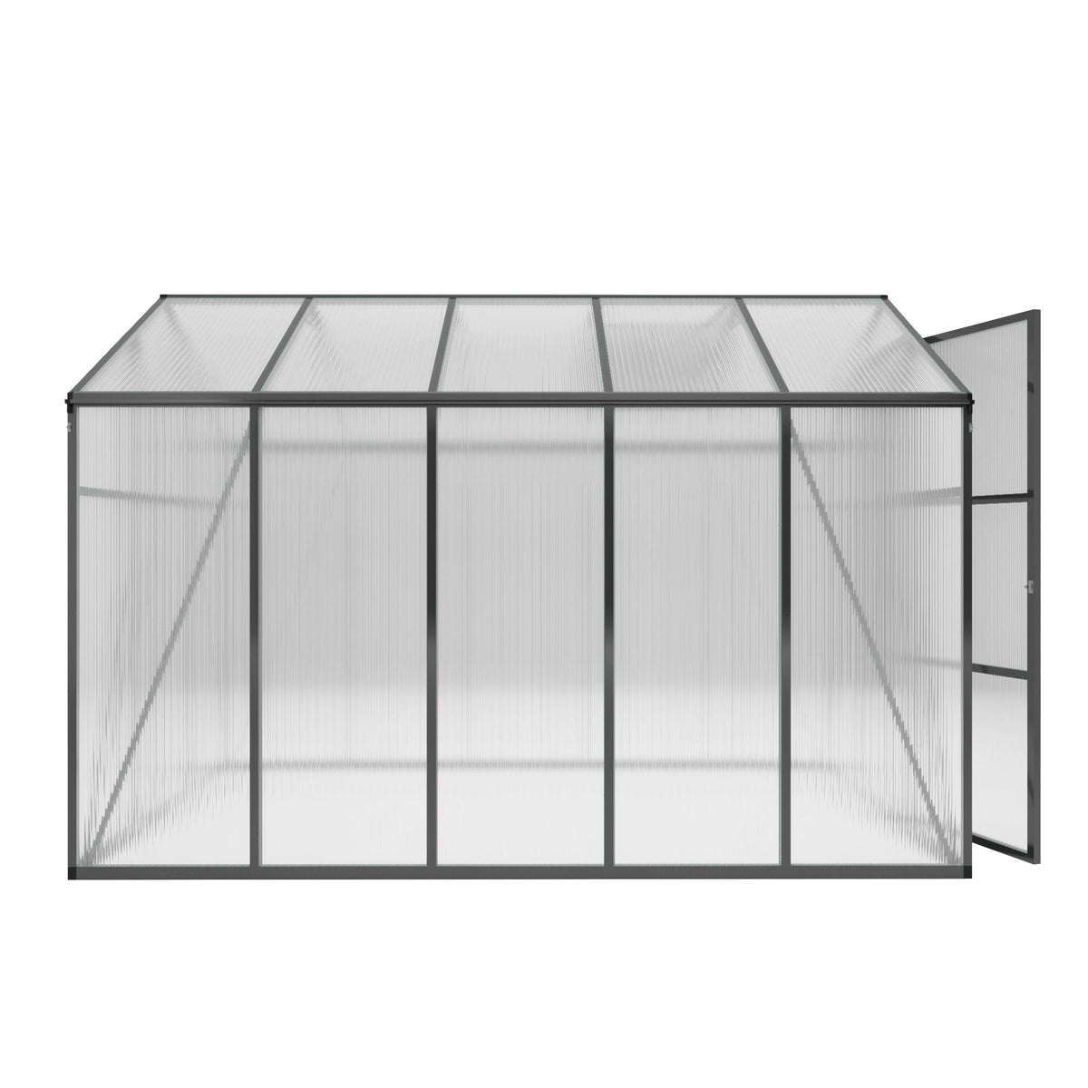 Windproof greenhouse with raised base, polycarbonate panels, black frame HouseOfZazla on Tampa Home & Garden Store