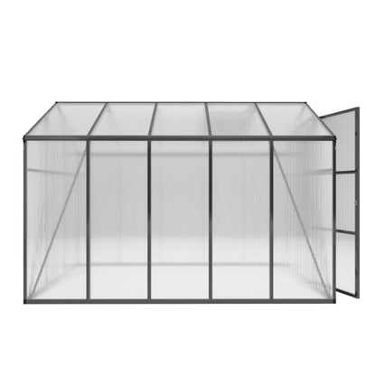 Windproof greenhouse with raised base, polycarbonate panels, black frame HouseOfZazla on Tampa Home & Garden Store