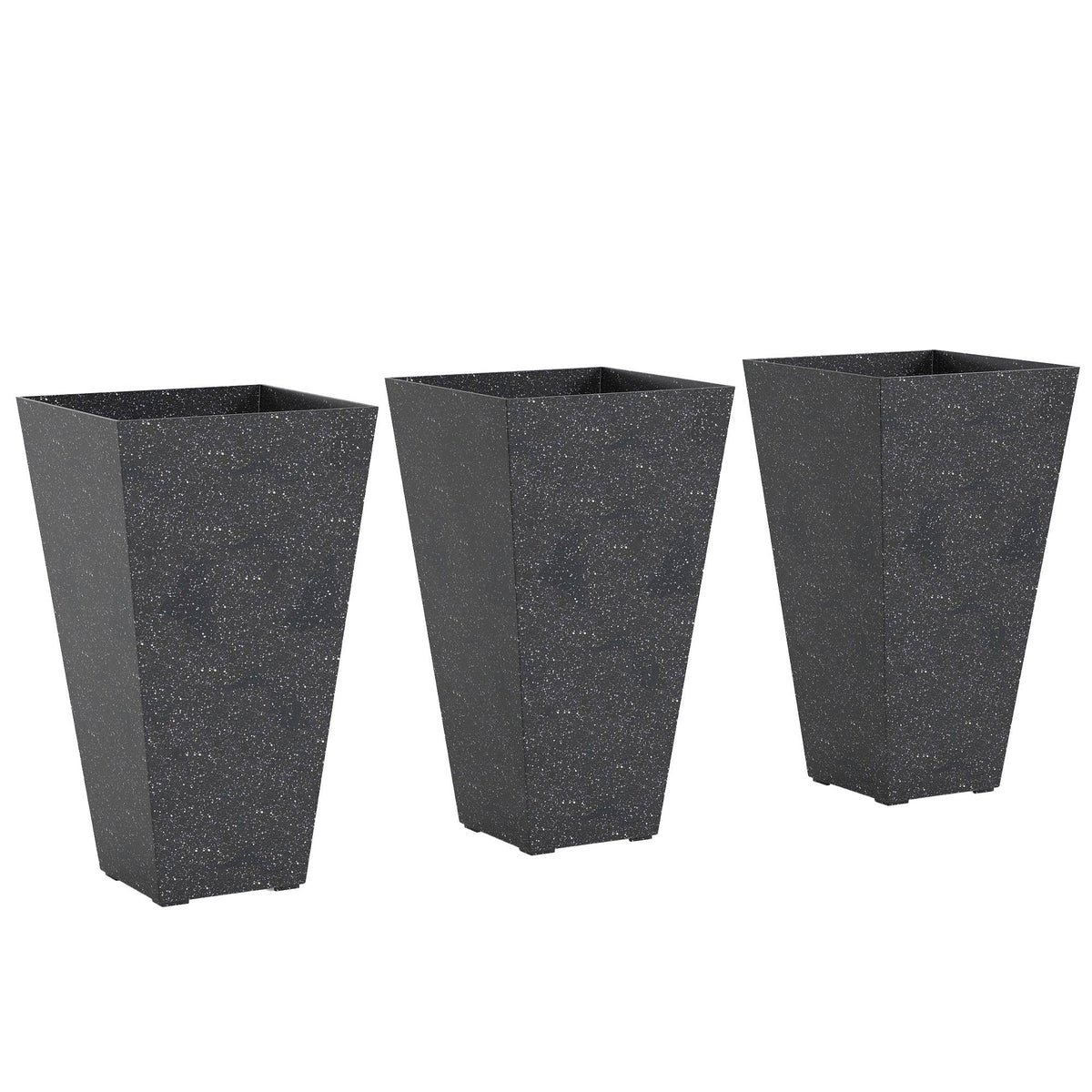 Stackable taper planters set of 3 in dark speckled finish for modern outdoor decor on Tampa Home & Garden Store