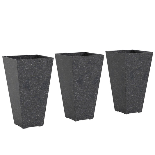 Stackable taper planters set of 3 in dark speckled finish for modern outdoor decor on Tampa Home & Garden Store