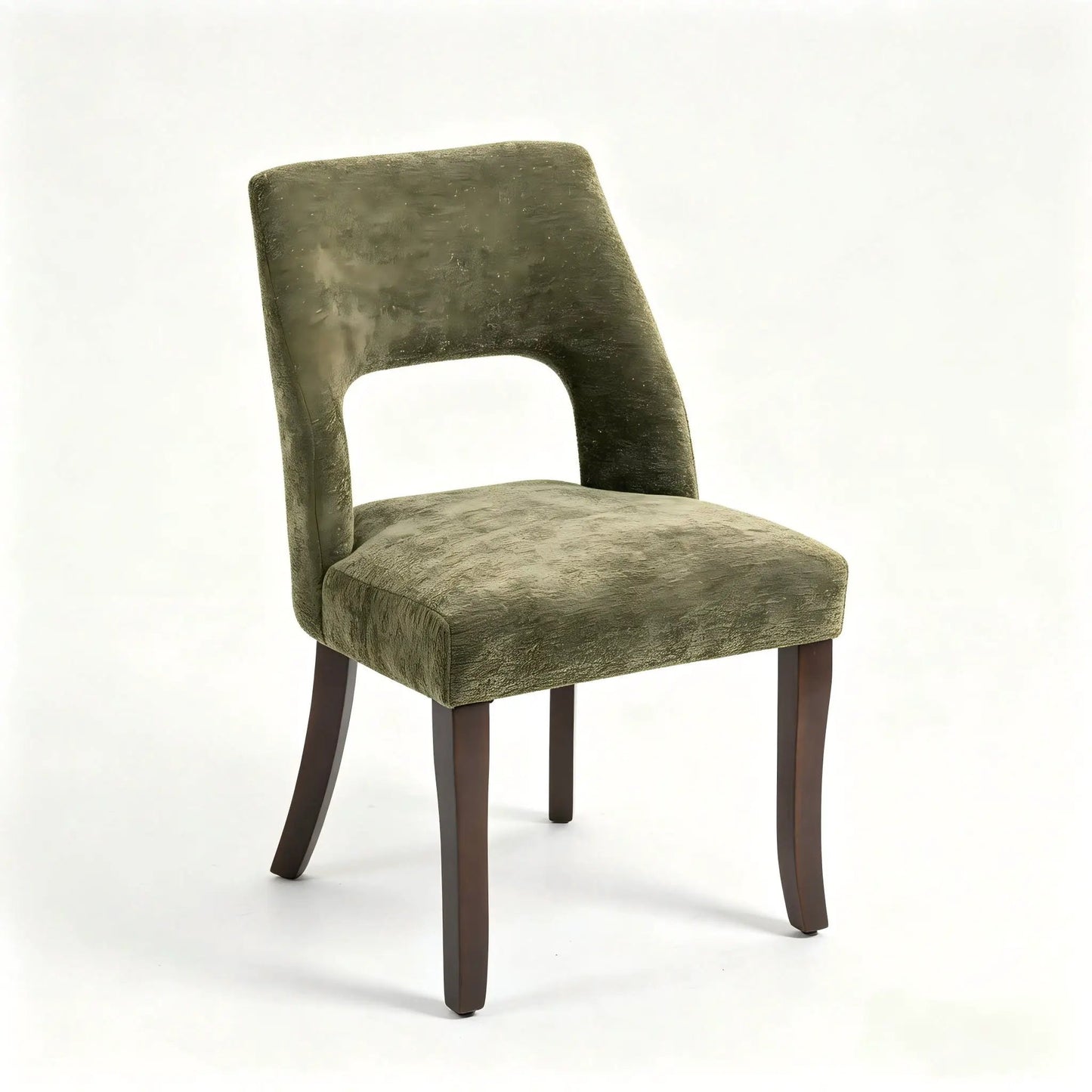 Upholstered dining chair set of 2 with curved legs in green fabric by Unique Piece Furniture on Tampa Home & Garden Store