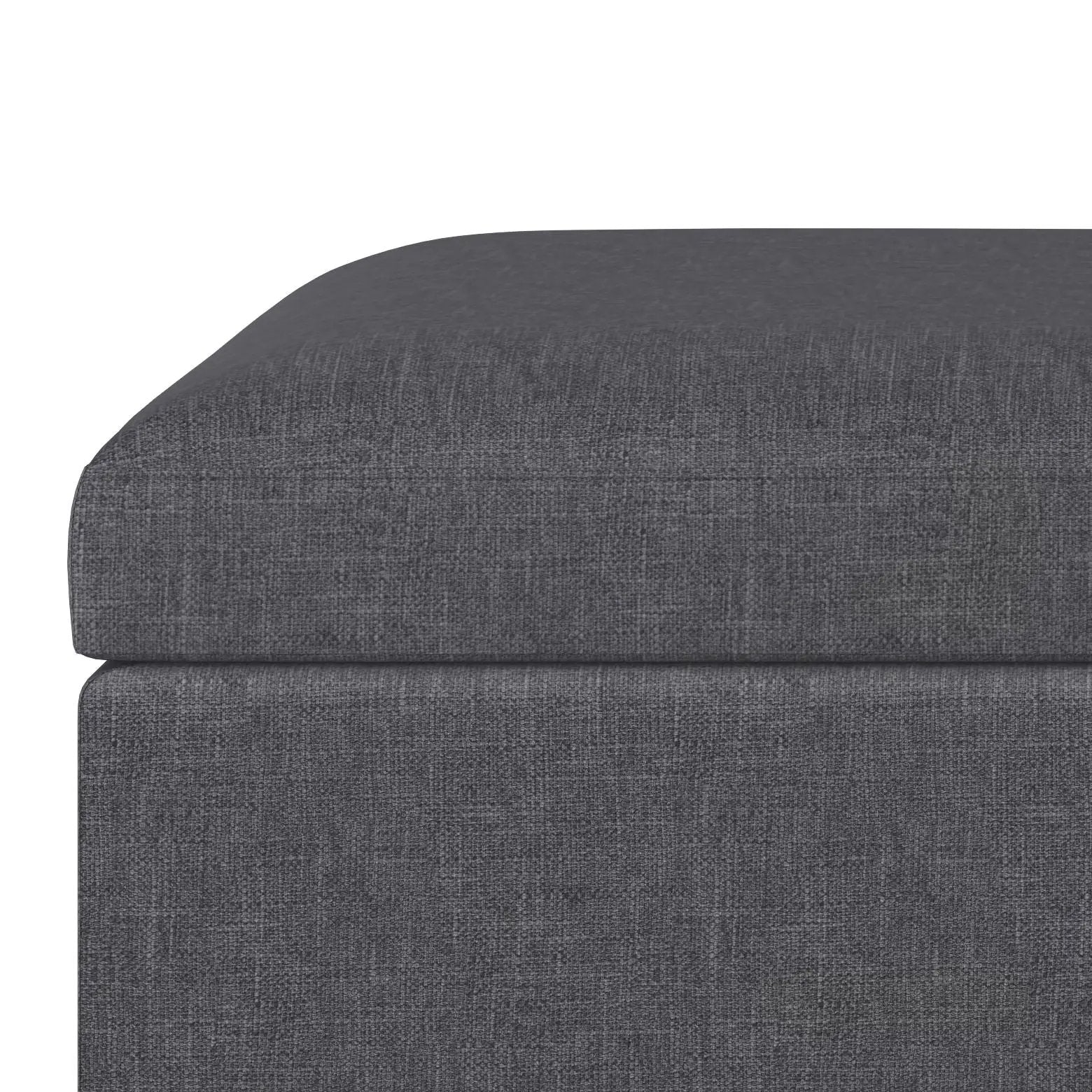 Owen Upholstered Rectangular Storage Ottoman in dark charcoal gray fabric on Tampa Home & Garden Store