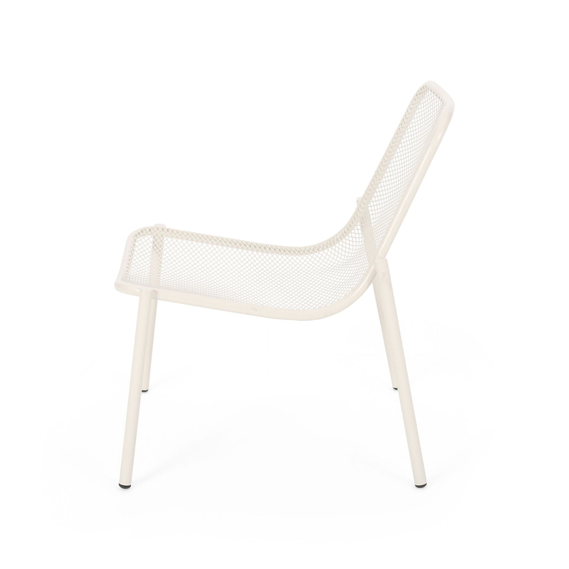 Kincaid Stackable Iron Chair, white mesh outdoor armless chair by HouseOfZazla on Tampa Home & Garden Store