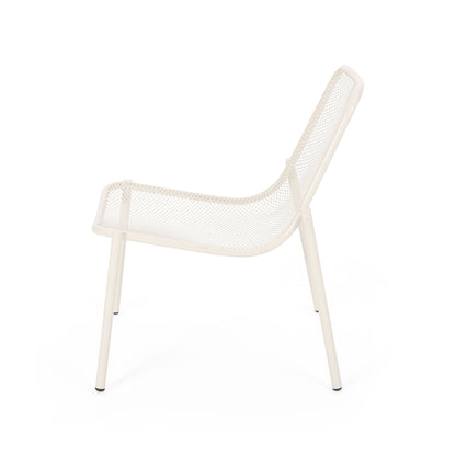 Kincaid Stackable Iron Chair, white mesh outdoor armless chair by HouseOfZazla on Tampa Home & Garden Store
