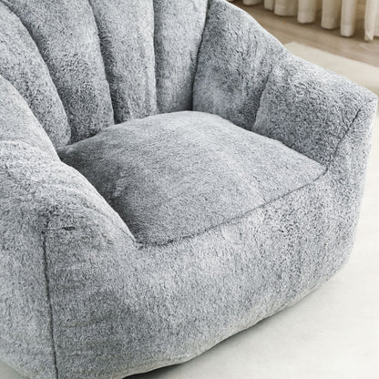 Beanbag chair with armrests in gray plush fabric by HouseOfZazla, high-density foam fill on Tampa Home & Garden Store