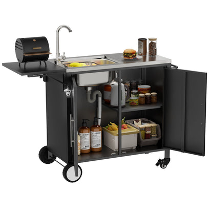 Outdoor Stainless Steel Grill Table and Sink