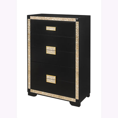 Black Chest With Glitter Detail And Bar Handle