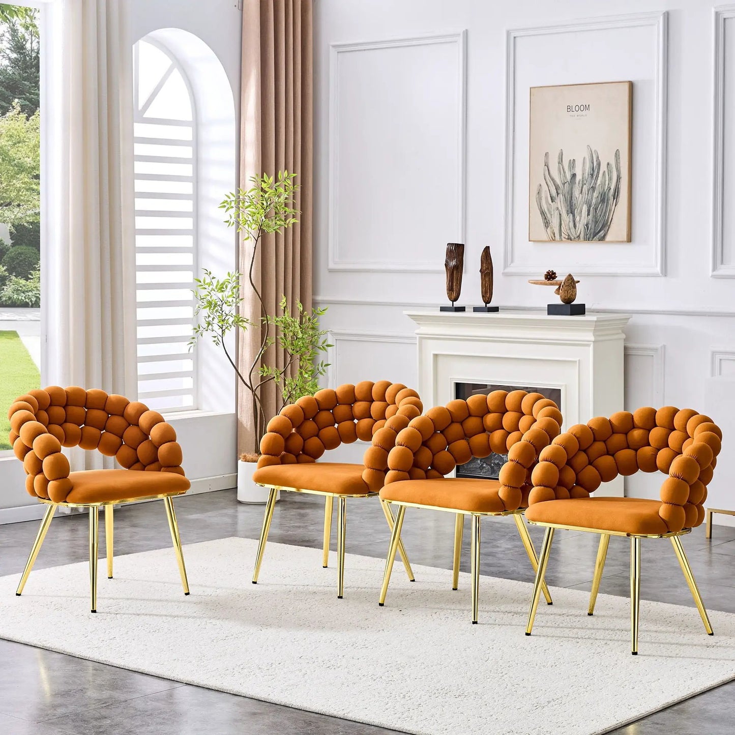 Puffy Bubble Ball Chain Dining Chairs Set of 2