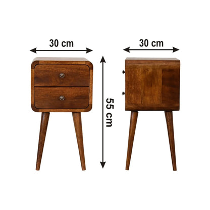Curved Nightstand Table in Solid Mango Wood