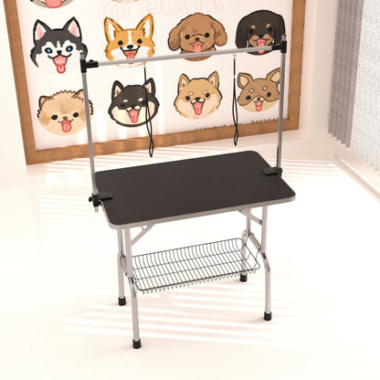 Professional dog grooming table adjustable heavy duty portable with arm, noose and mesh shelf on Tampa Home & Garden Store