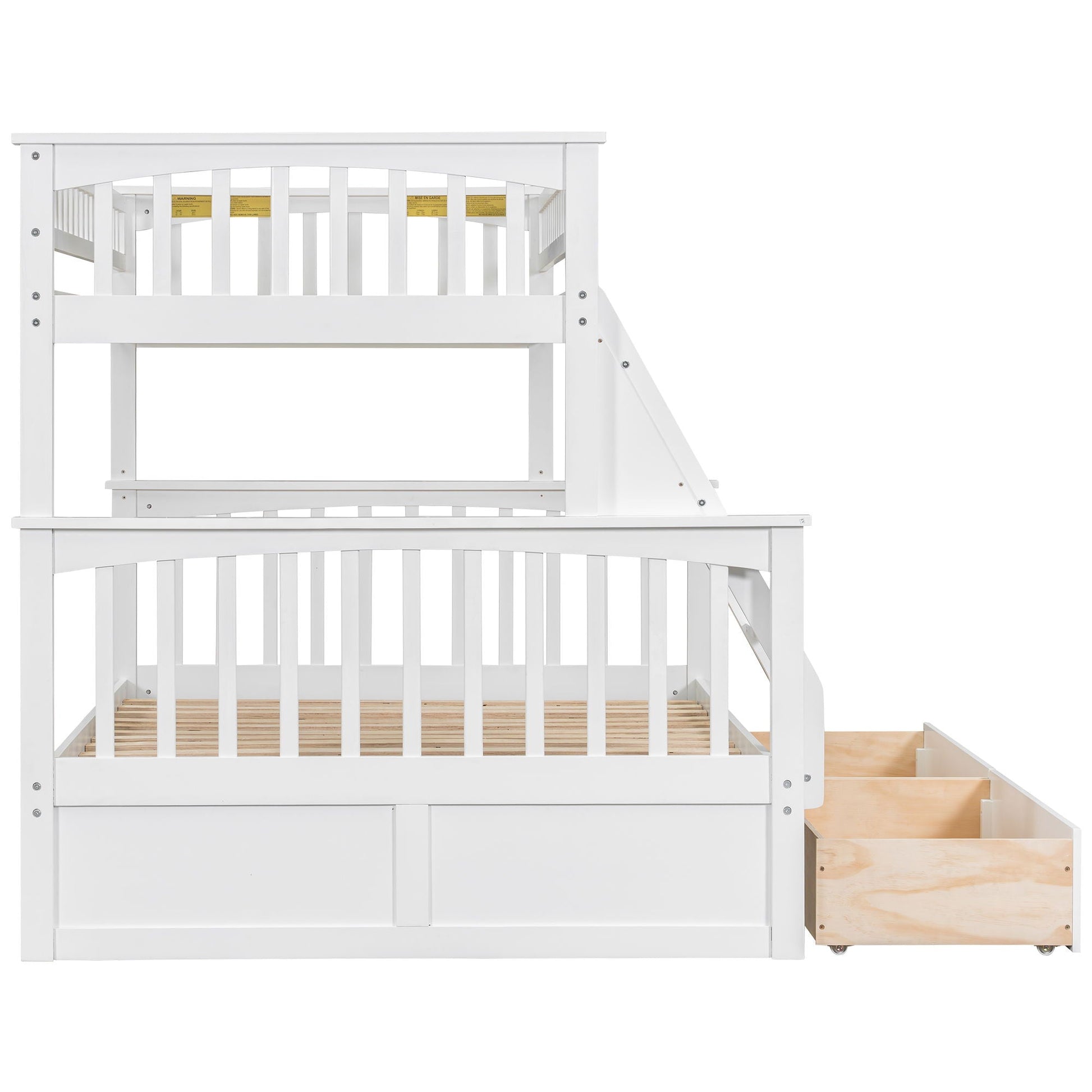 Bunk Bed With Drawers in white by HouseOfZazla with stair access and guard rails on Tampa Home & Garden Store