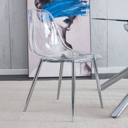 Modern Minimalist Transparent Dining Chair 6-Piece Set with clear acrylic seat and chrome legs on Tampa Home & Garden Store