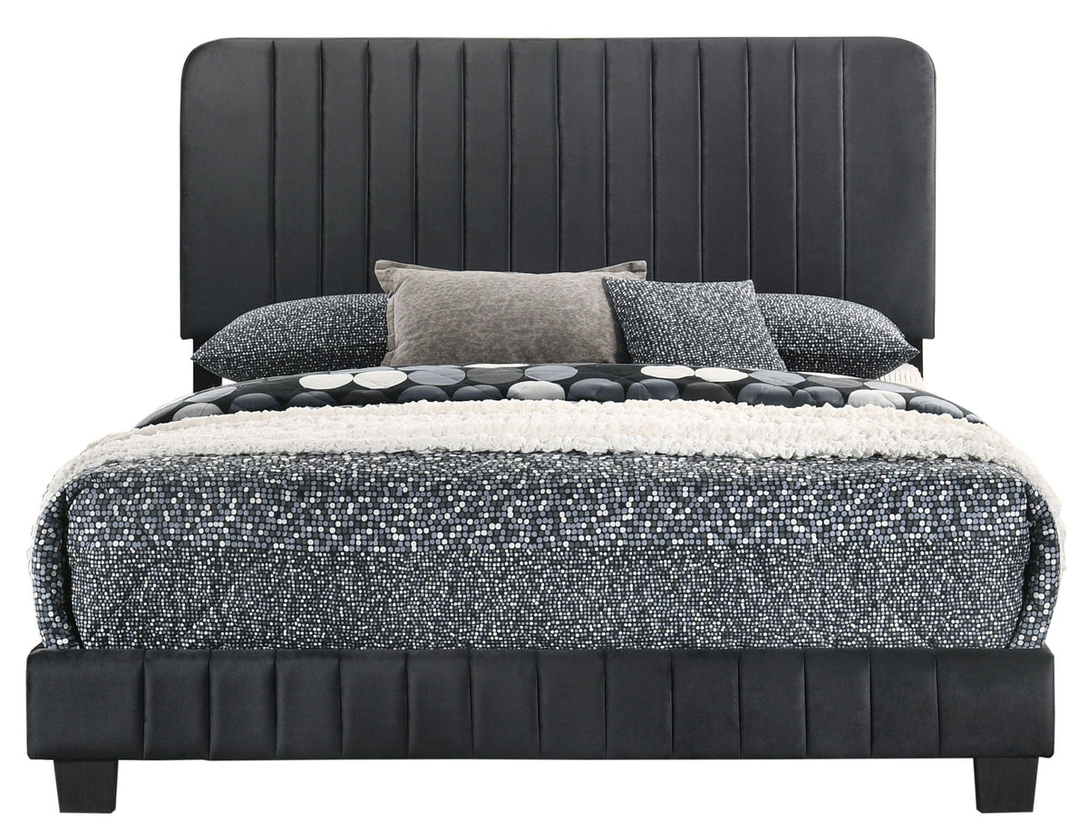 Channel Tufted Bed HouseOfZazla, black upholstered bed with vertical channel tufting on Tampa Home & Garden Store