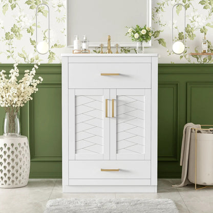 Modern Vanity with Ceramic Sink, Two Door Cabinet