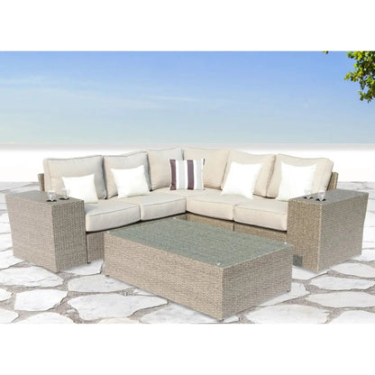 Outdoor Wicker Sectional with Weather Cushions