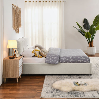 Storage Upholstered Hydraulic Platform Bed With Headboard in gray fabric by HouseOfZazla on Tampa Home & Garden Store