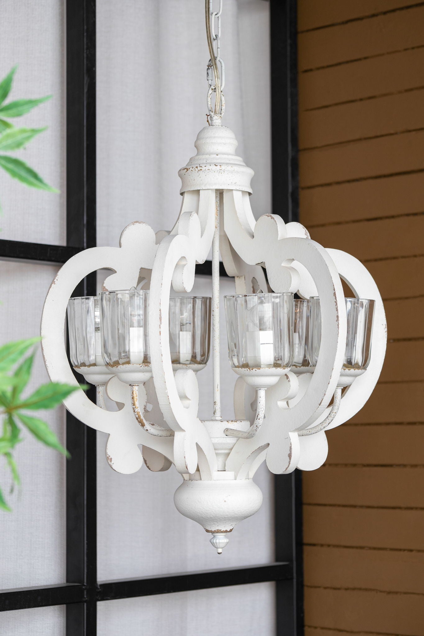 Farmhouse Chandelier With 6 Light Wood Pendant