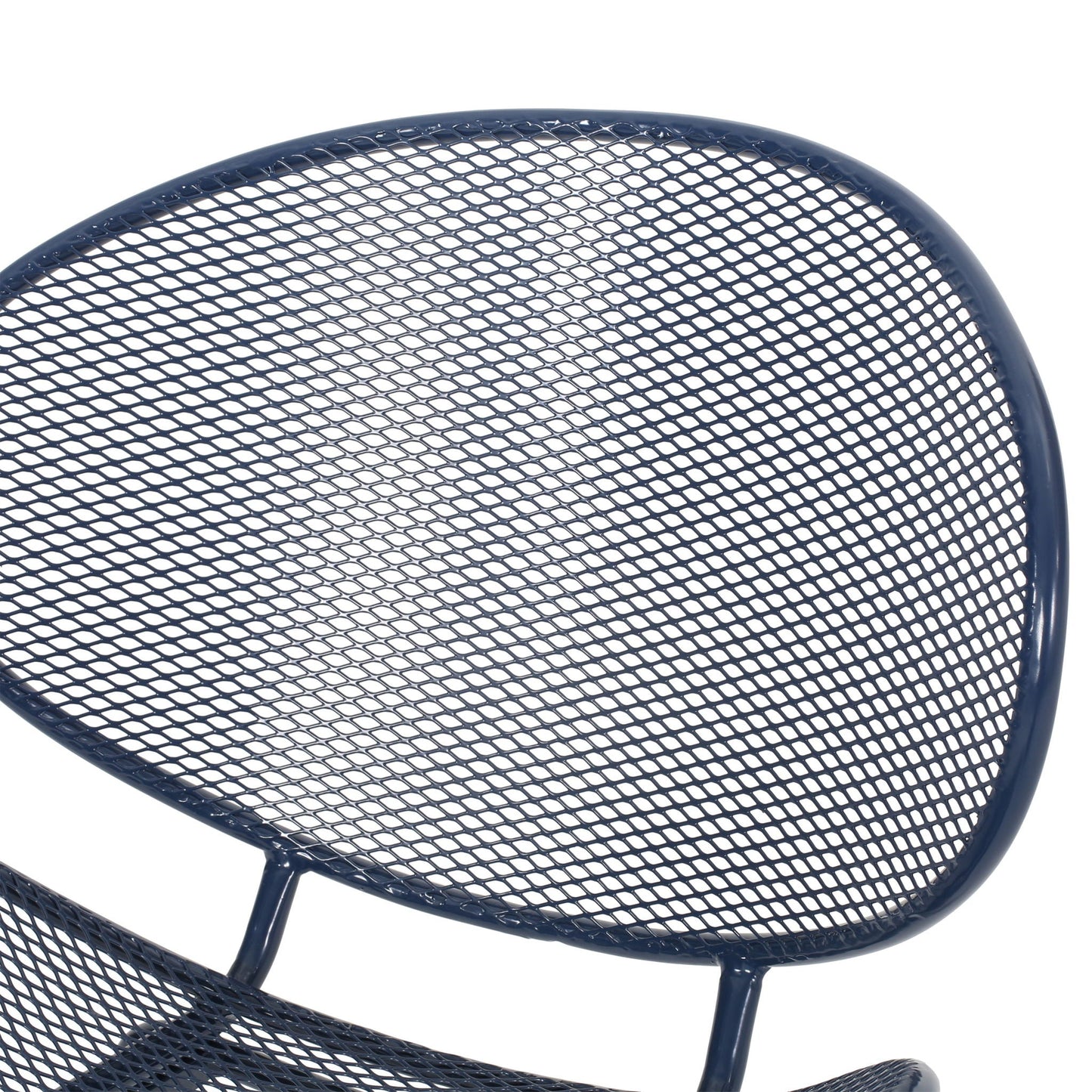 Elba Contemporary Chair Set armless outdoor chairs blue powder-coated metal mesh pair on Tampa Home & Garden Store