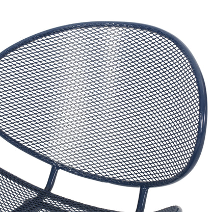 Elba Contemporary Chair Set armless outdoor chairs blue powder-coated metal mesh pair on Tampa Home & Garden Store