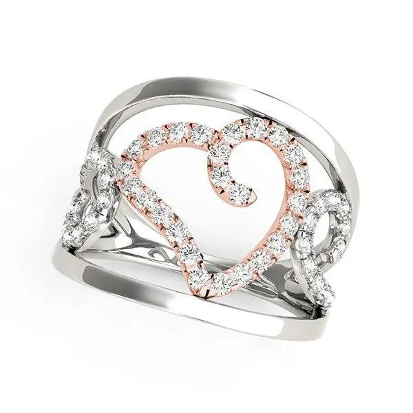 Heart motif diamond ring in 14k white and rose gold with diamonds on a filigree heart by Bids.com on Tampa Home & Garden Store