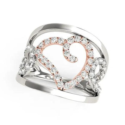 Heart motif diamond ring in 14k white and rose gold with diamonds on a filigree heart by Bids.com on Tampa Home & Garden Store