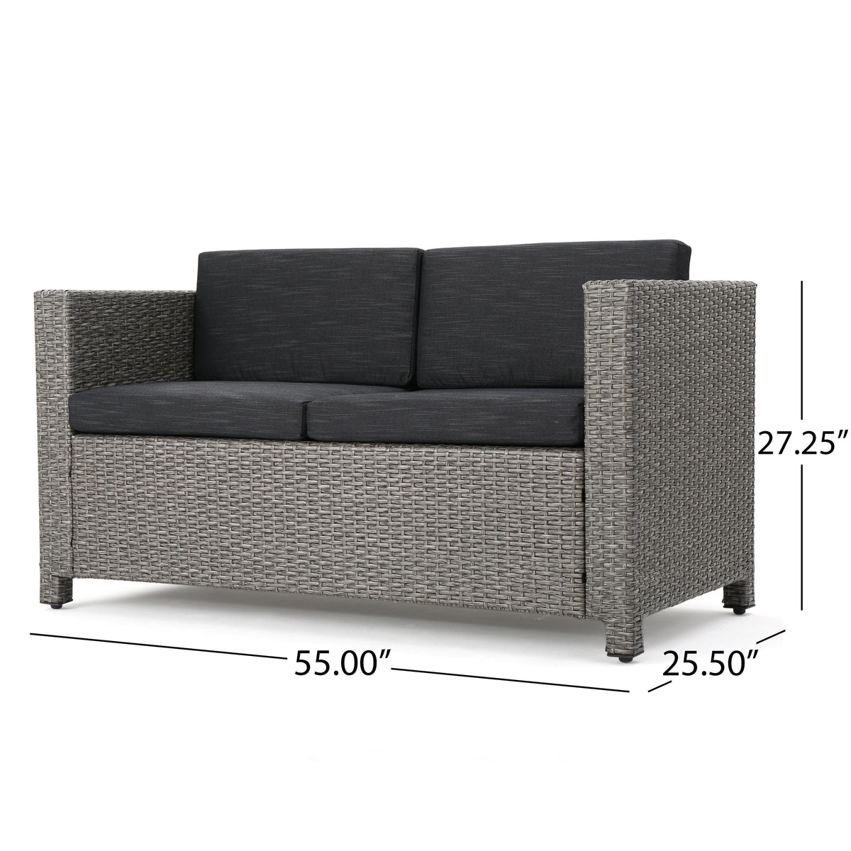 Puerta 4-Piece Outdoor Furniture Set wicker sofa with dark gray cushions by HouseOfZazla on Tampa Home & Garden Store