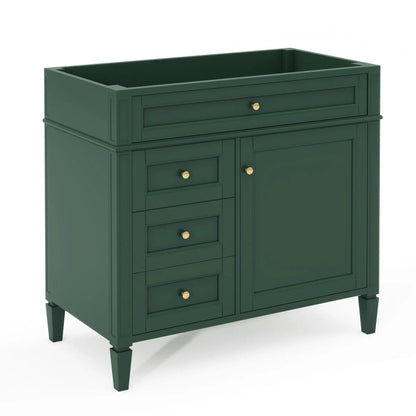 Vanity base in green with 2 drawers and tip-out drawer gold knobs Unique Piece Furniture on Tampa Home & Garden Store