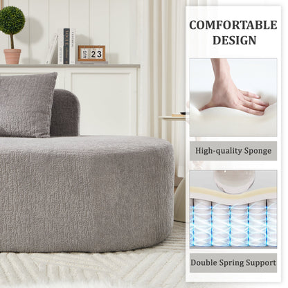 Curved Chenille Sectional Sofa and Pillows