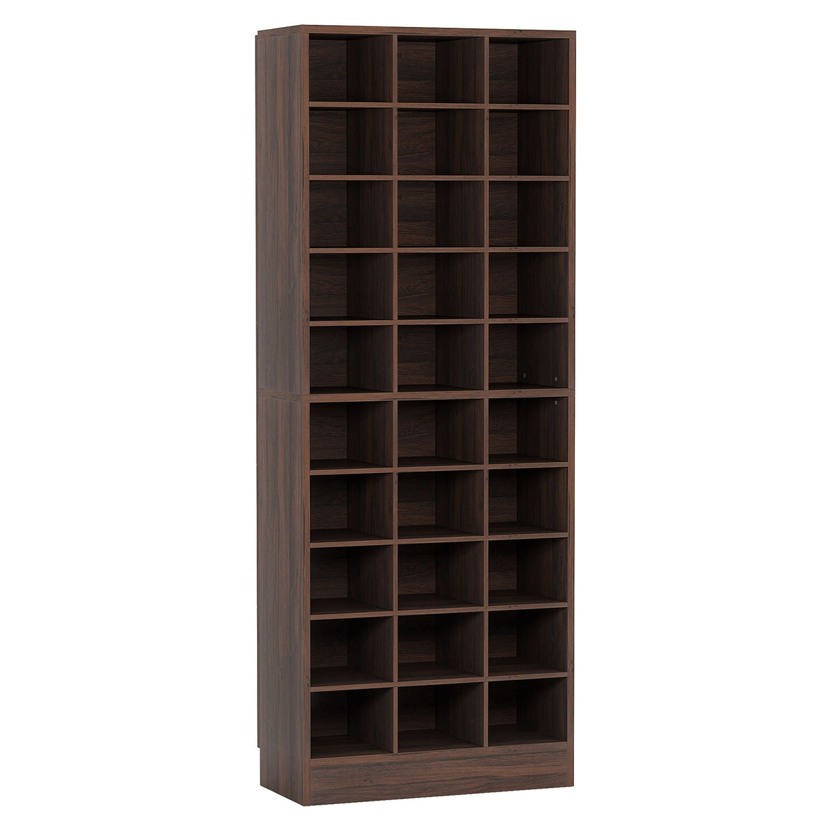10-tier wooden shoe storage cabinet with 30 cubbies in dark brown finish on Tampa Home & Garden Store