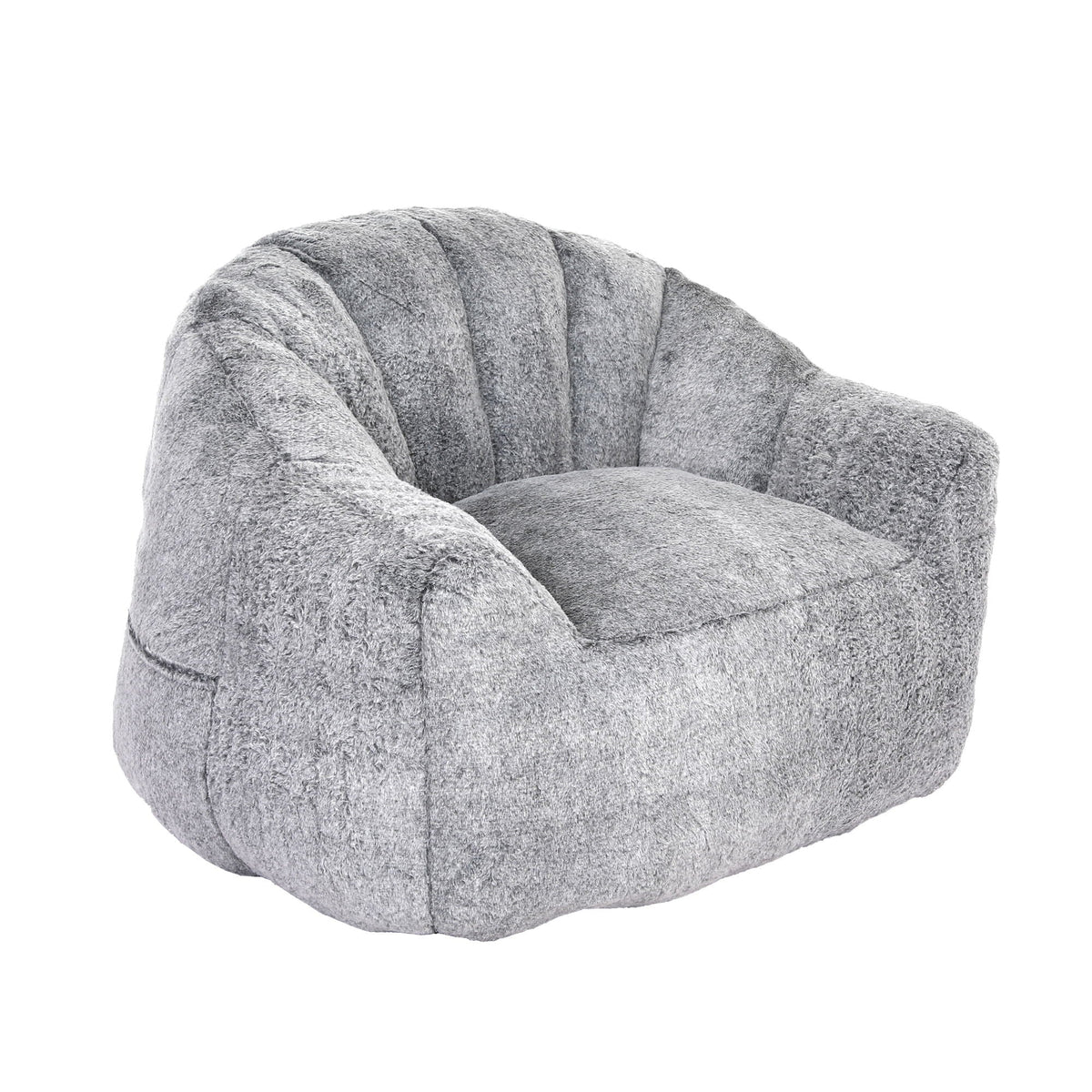Beanbag armchair with armrests in gray plush fabric, high-density foam on Tampa Home & Garden Store