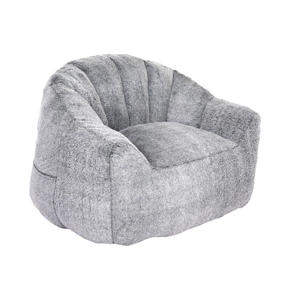 Beanbag armchair with armrests in gray plush fabric, high-density foam on Tampa Home & Garden Store