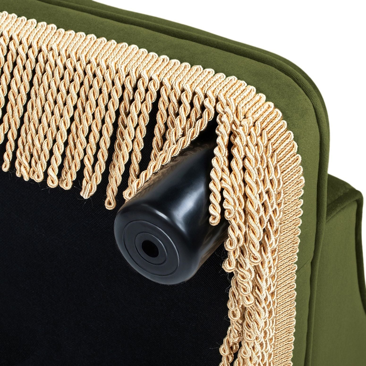 Duchess Pet Bed Sofa olive green velvet with beige twisted rope fringe by HouseOfZazla Cat Beds on Tampa Home & Garden Store
