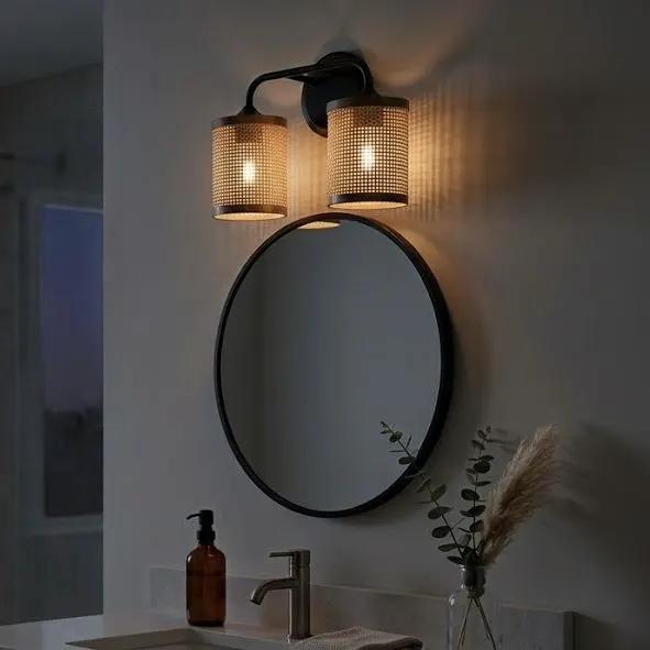 Quell Double Light Vanity with Natural Shade Lamp