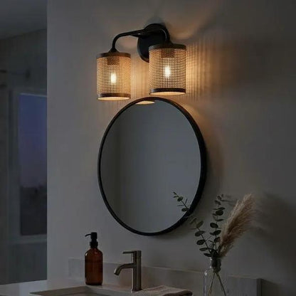 Quell Double Light Vanity with Natural Shade Lamp