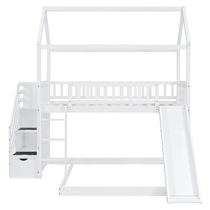 House bunk bed with slide, white wood frame, Unique Piece Furniture on Tampa Home & Garden Store