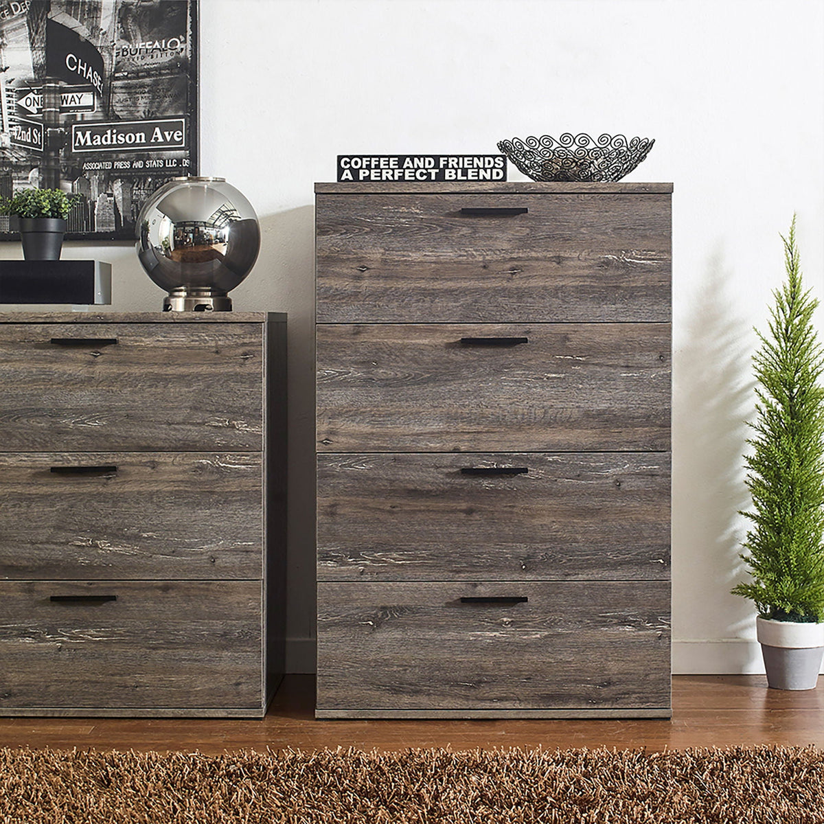 Two Oliver Farmhouse jumbo chests with 4 drawers each in weathered wood by HouseOfZazla on Tampa Home & Garden Store