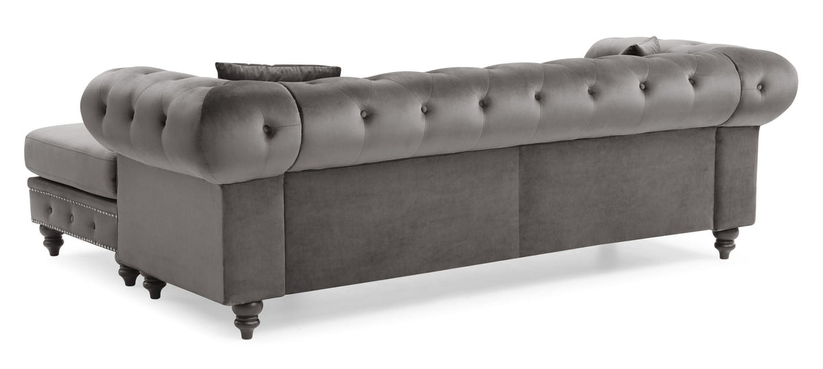 Nola Luxurious Microsuede and Tufted Chaise