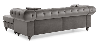 Nola Luxurious Microsuede and Tufted Chaise