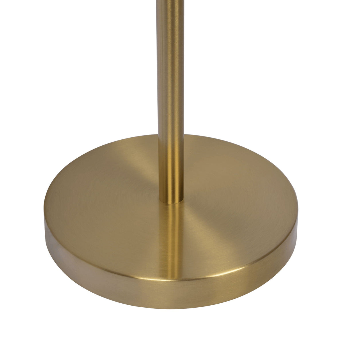 Verve floor lamp gold with round base and tall vertical stem, adjustable LED on Tampa Home & Garden Store