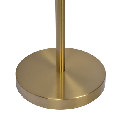 Verve floor lamp gold with round base and tall vertical stem, adjustable LED on Tampa Home & Garden Store